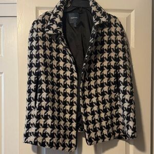 Black and White Houndstooth Cape Jacket